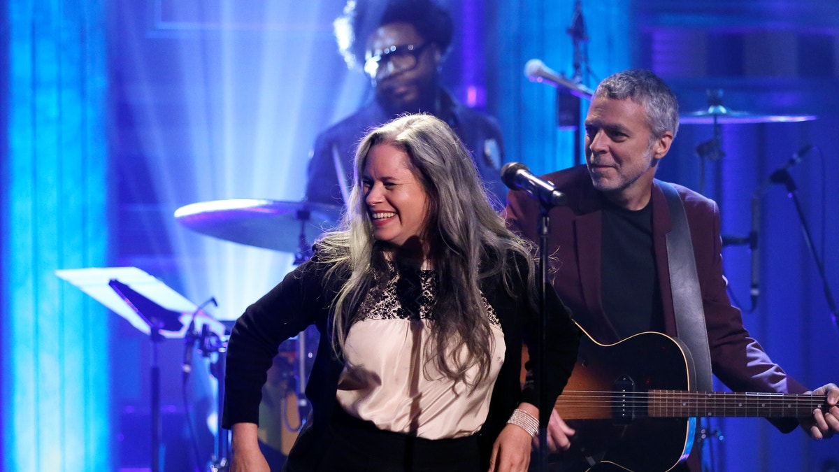 Natalie Merchant performing on stage