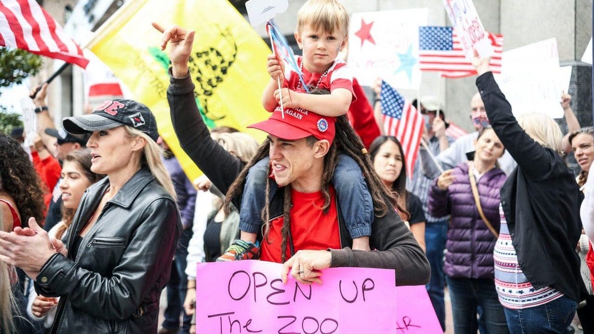 Demonstrators protest during a "Freedom Rally"