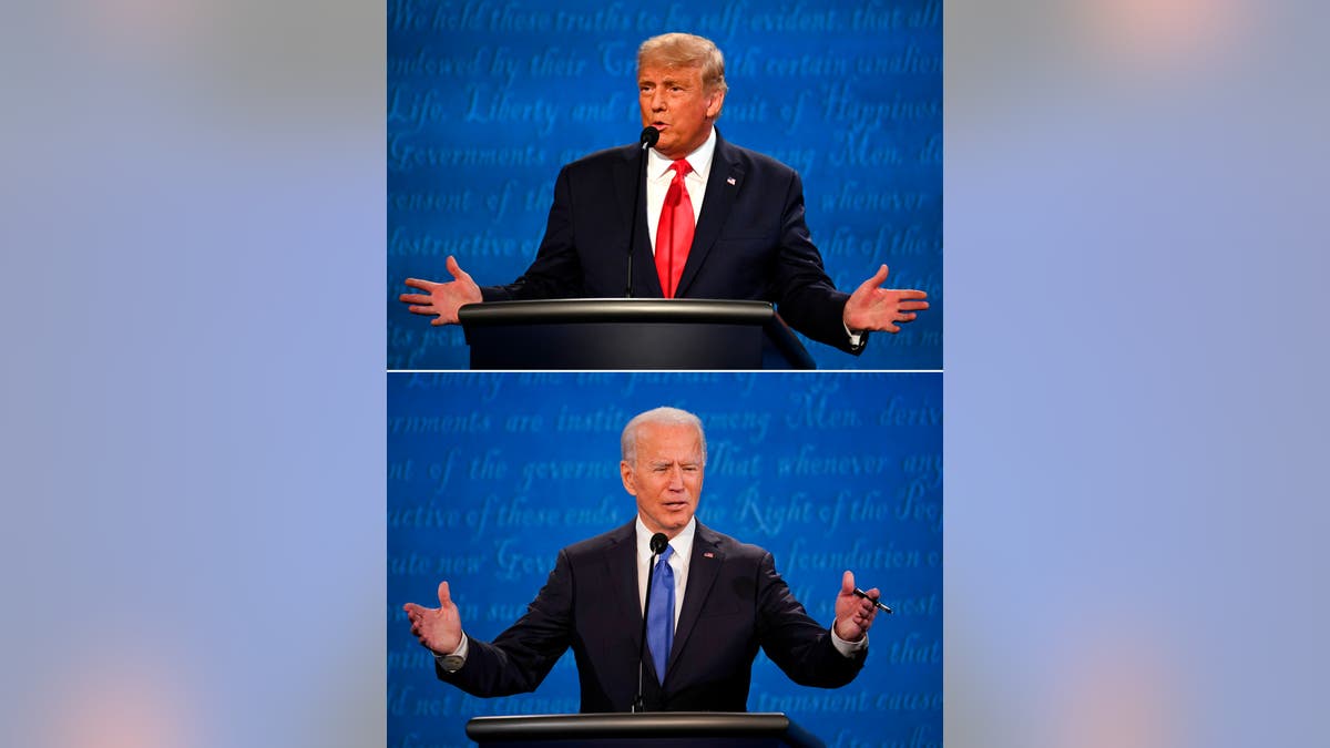 Joe Biden and Donald Trump debating.