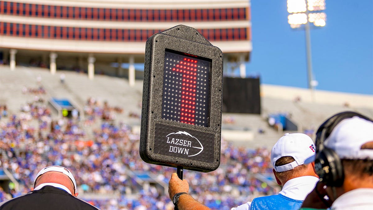 A down marker during a college football game