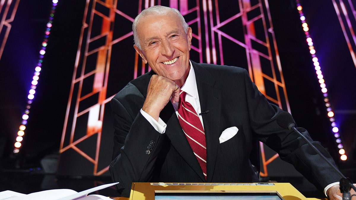 Len Goodman smiles on Dancing with the Stars set