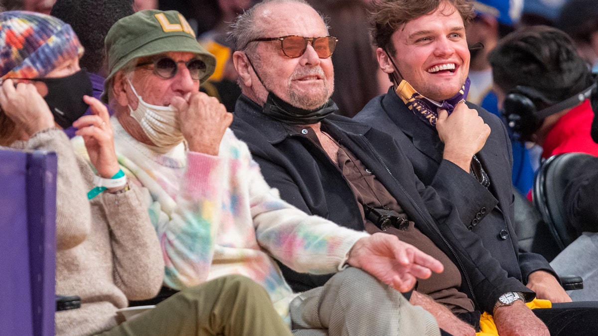 Jack Nicholson with son Ray at NBA game