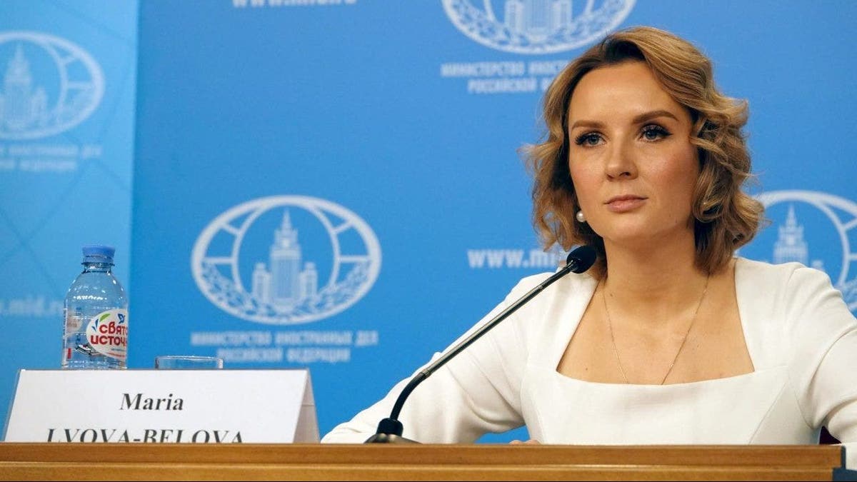 Maria Lvova-Belova at microphone at UN