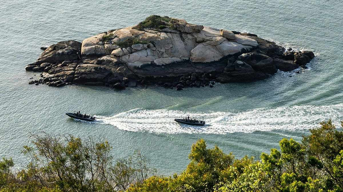 Boats near an island