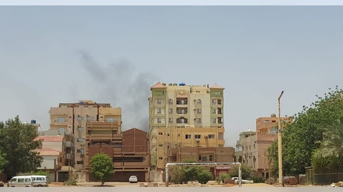 Smoke rising from building in the Sudanese capital