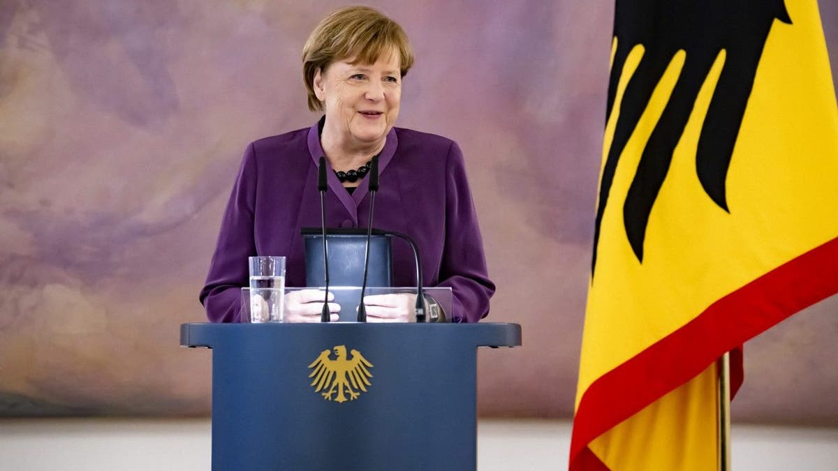 Angela Merkel speaks in Berlin