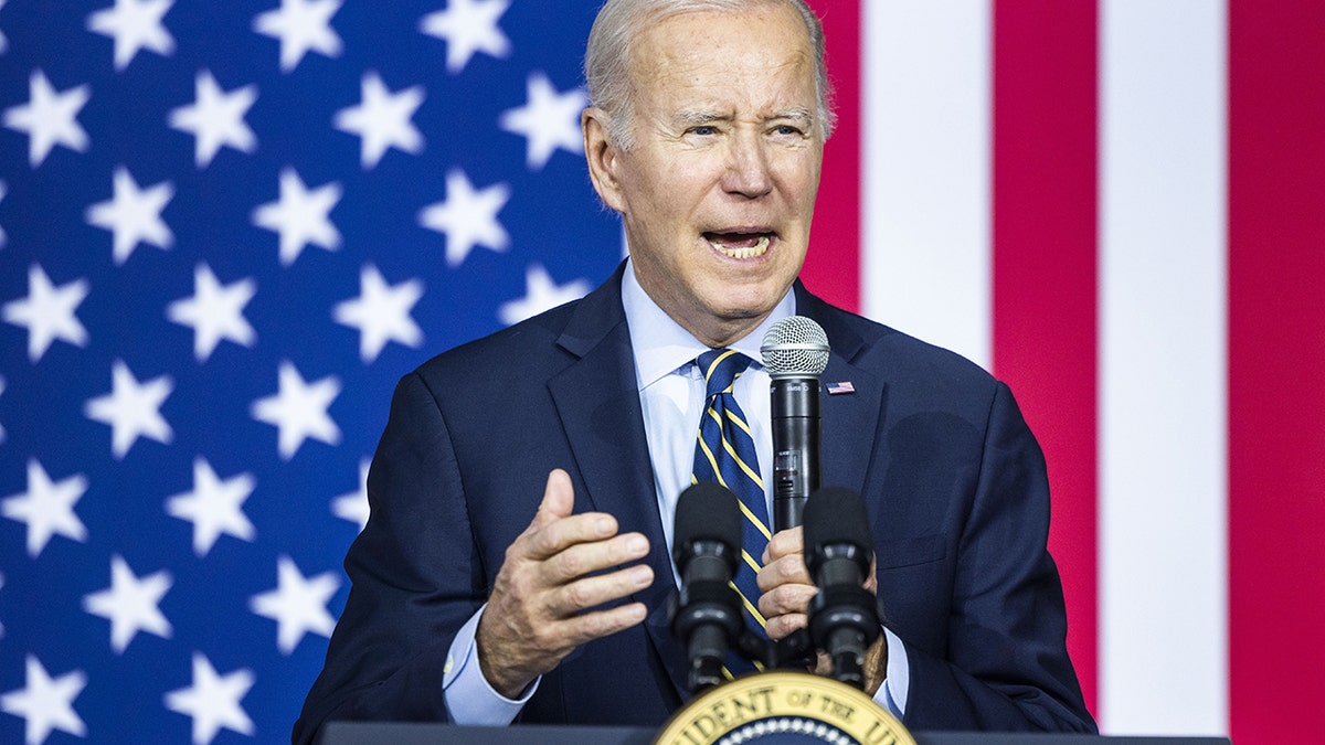 President Biden with a microphone