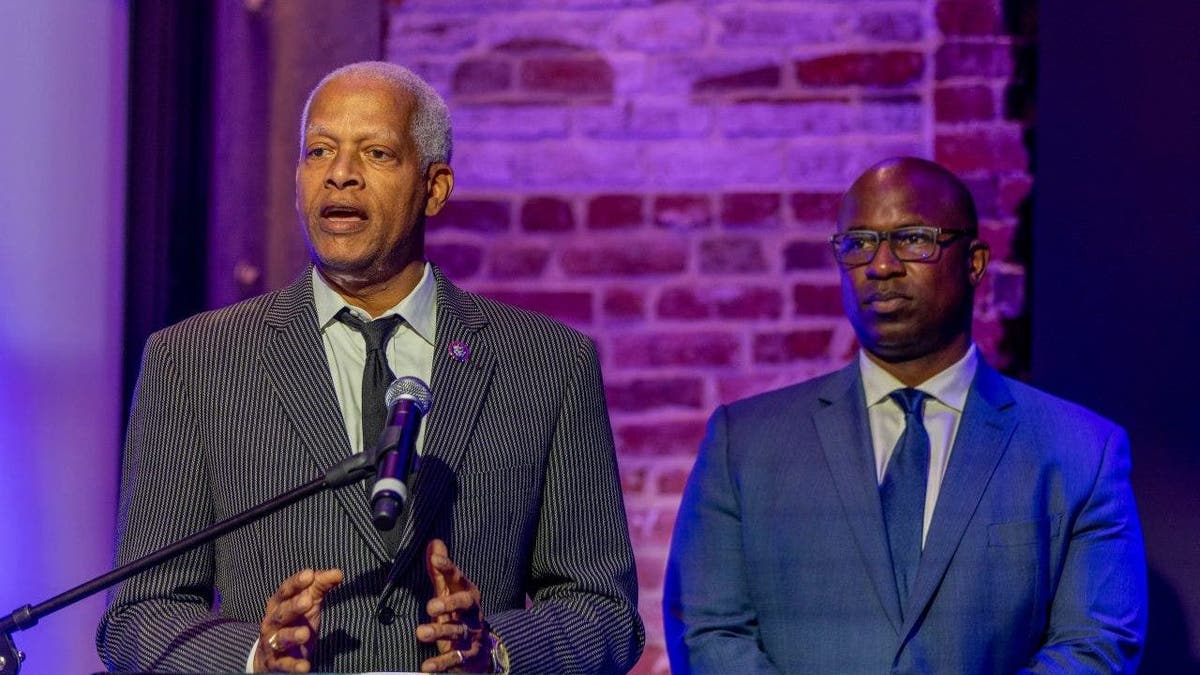 Rep. Hank Johnson (L) and Rep. Jamaal Bowman