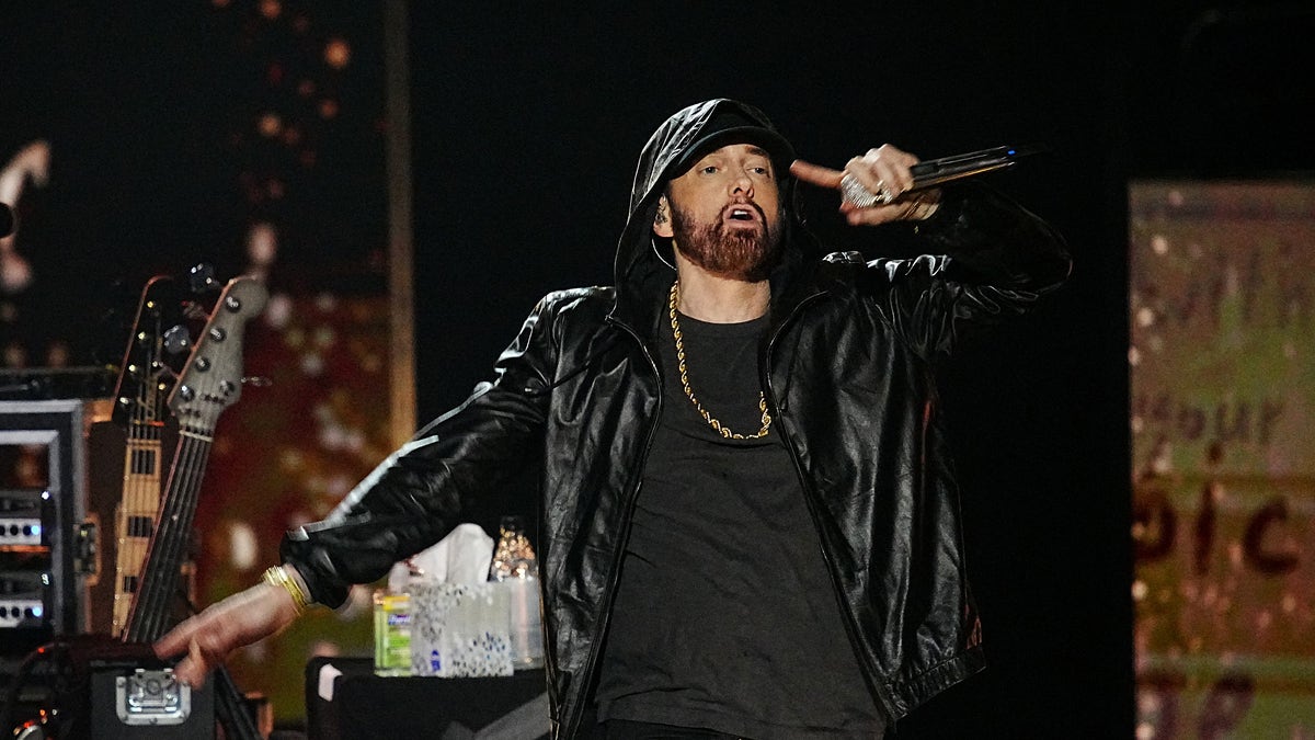 Eminem during the 37th Annual Rock and Roll Hall Of Fame Induction Ceremony.