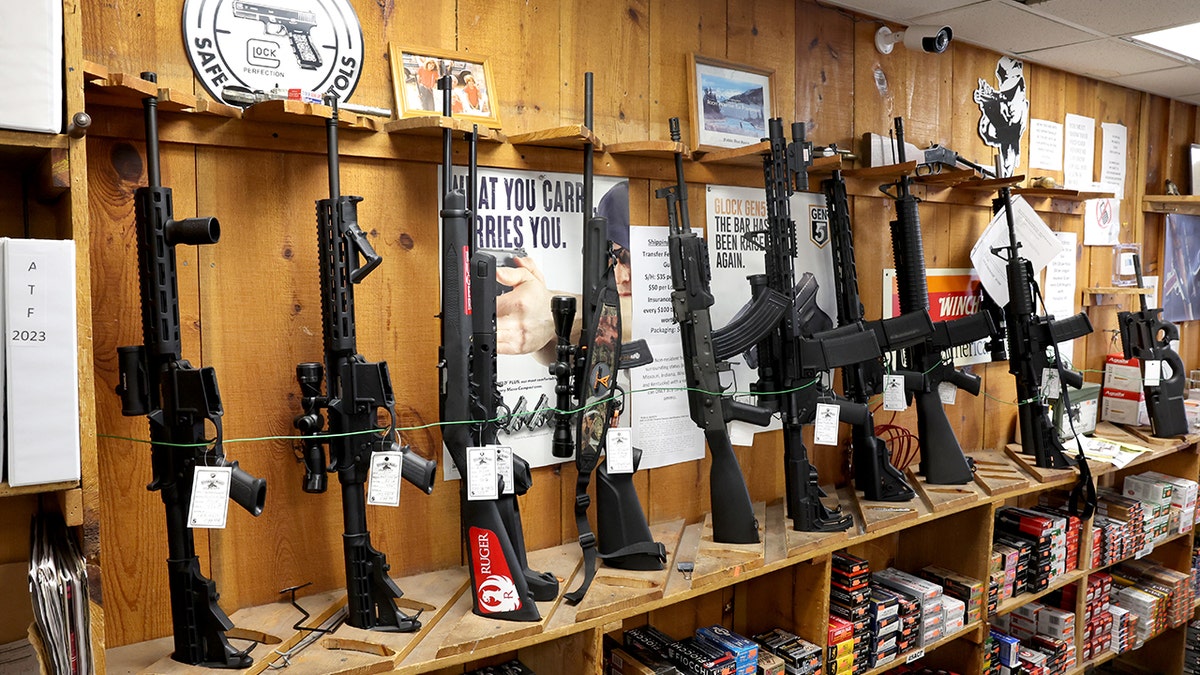 Firearms are sold in gun store