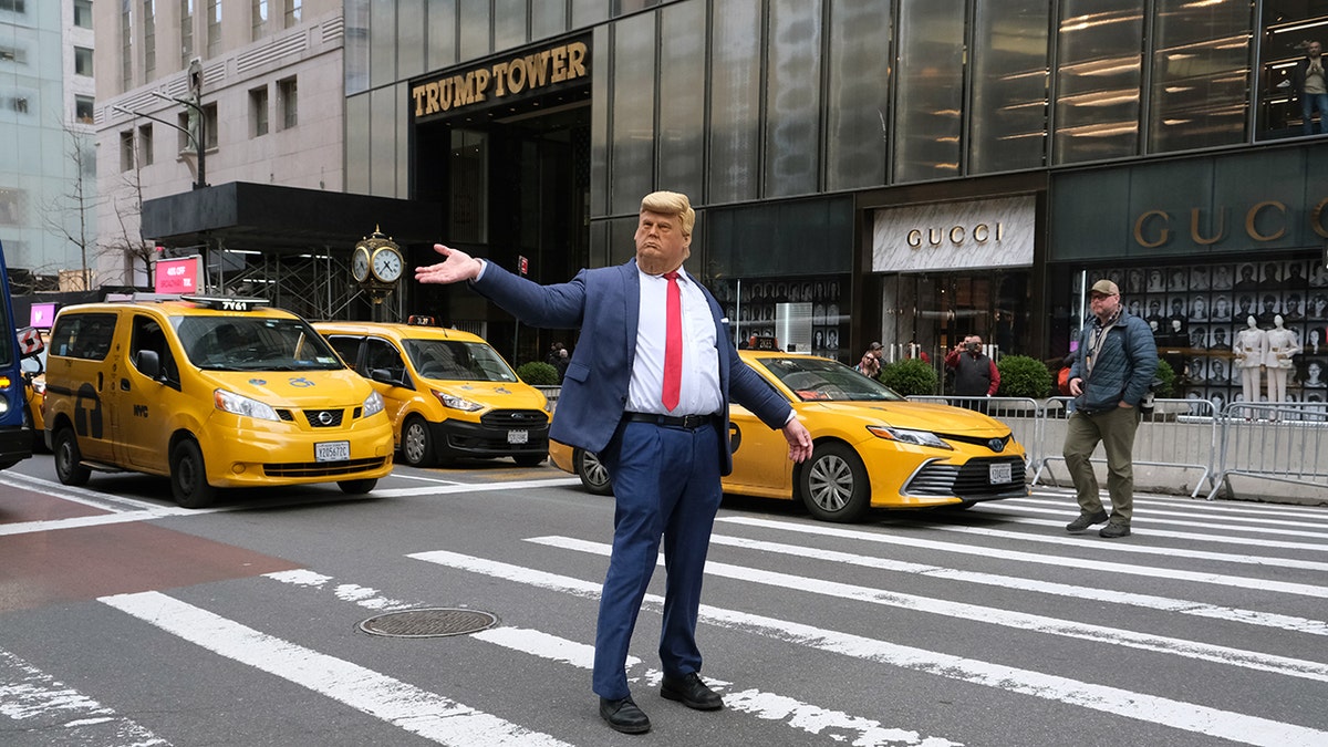 Trump costumed man by Trump Tower in NYC