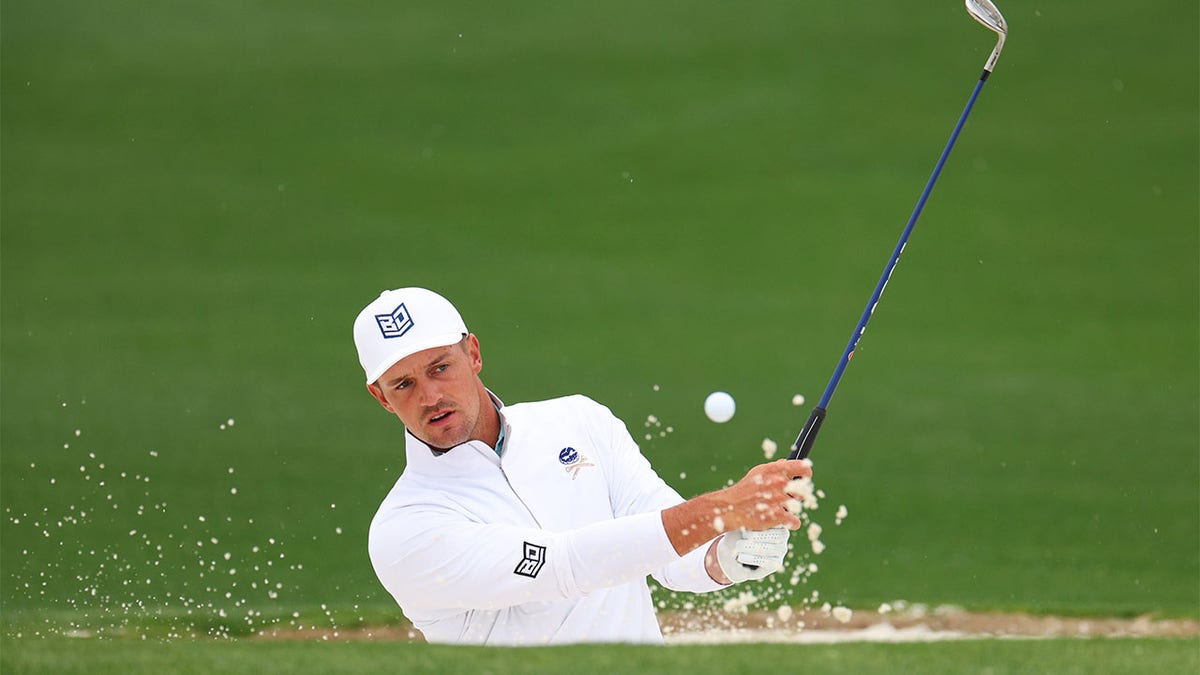 Bryson DeChambeau plays a practice round at Augusta