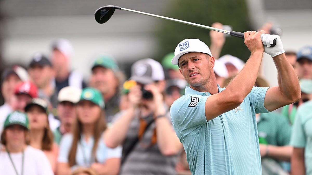 Bryson DeChambeau plays a practice round at Augusta