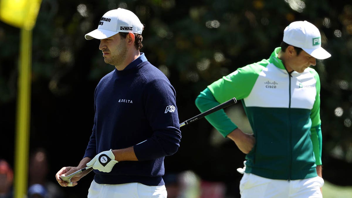 Patrick Cantlay and Viktor Hovland during the final round of the Masters
