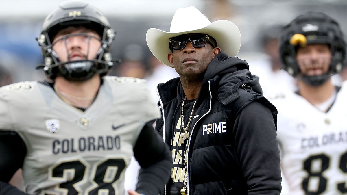 Deion Sanders watches during his teams Spring Game