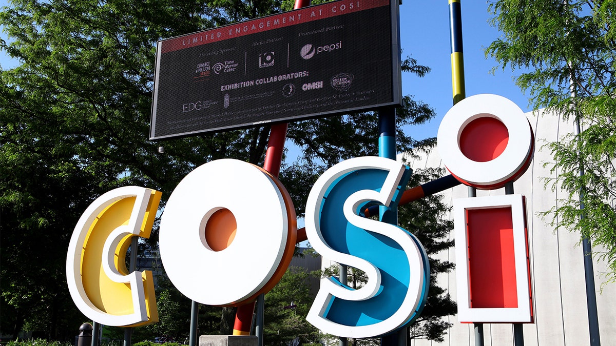 Center of Science and Industry (COSI) logo outside of museum in Ohio