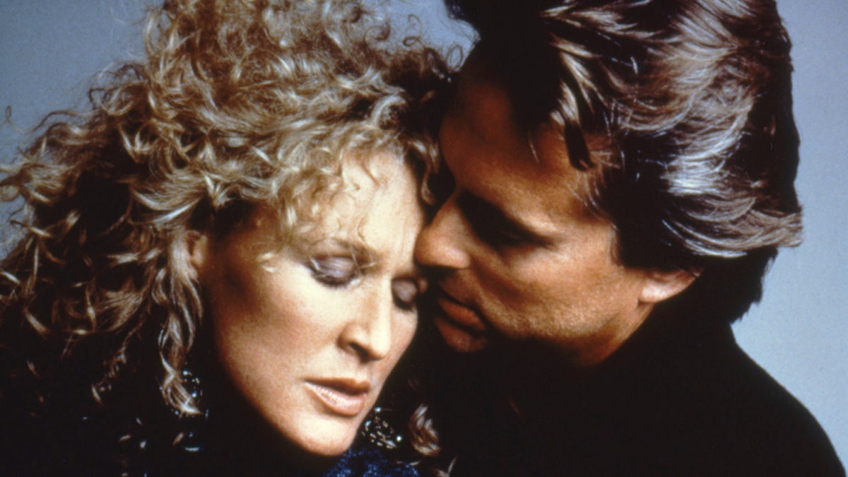 Glenn Close and Michael Douglas on set of "Fatal Attraction"