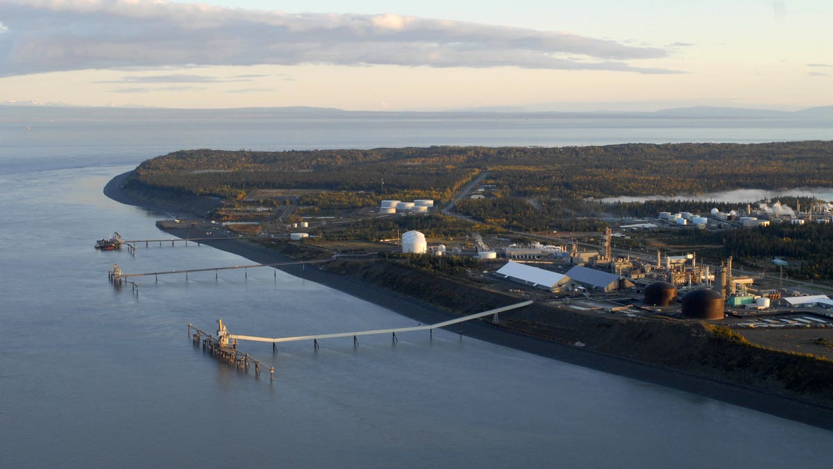 Existing liquefied natural gas export infrastructure is pictured in Kenai, Alaska, in 2008.