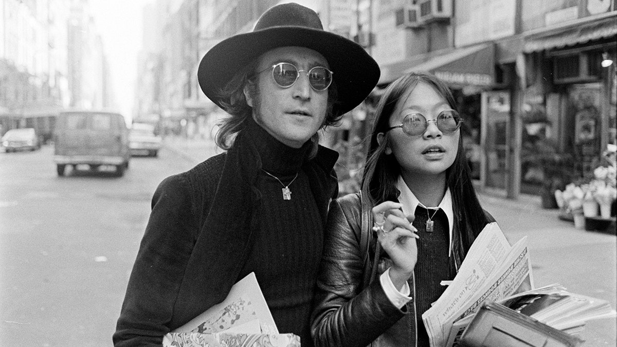 Musician John Lennon and May Pang in New York City