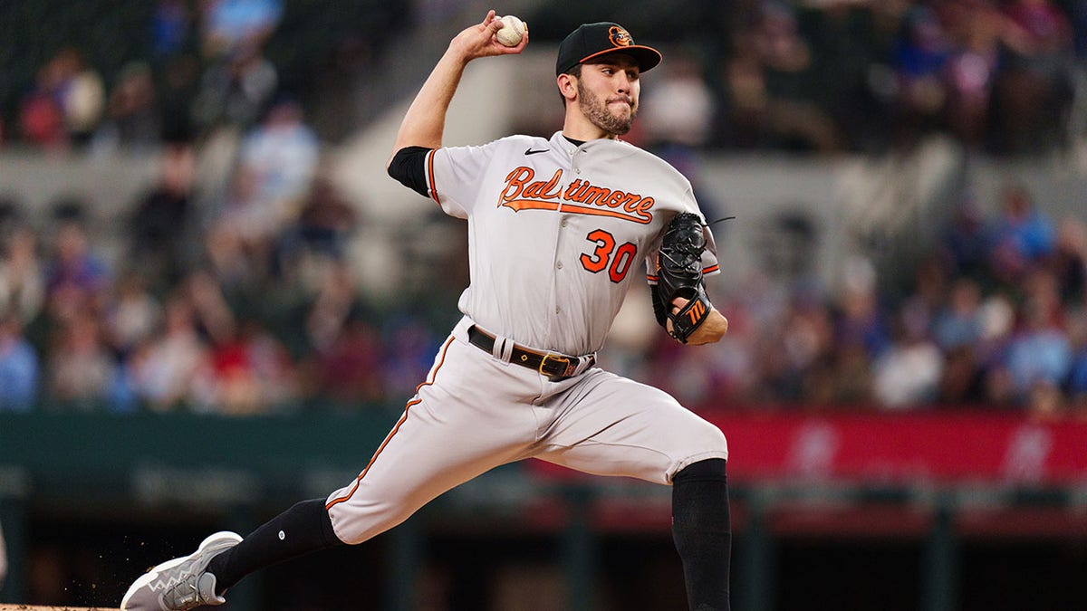 Grayson Rodriguez throws a pitch during his MLB debut