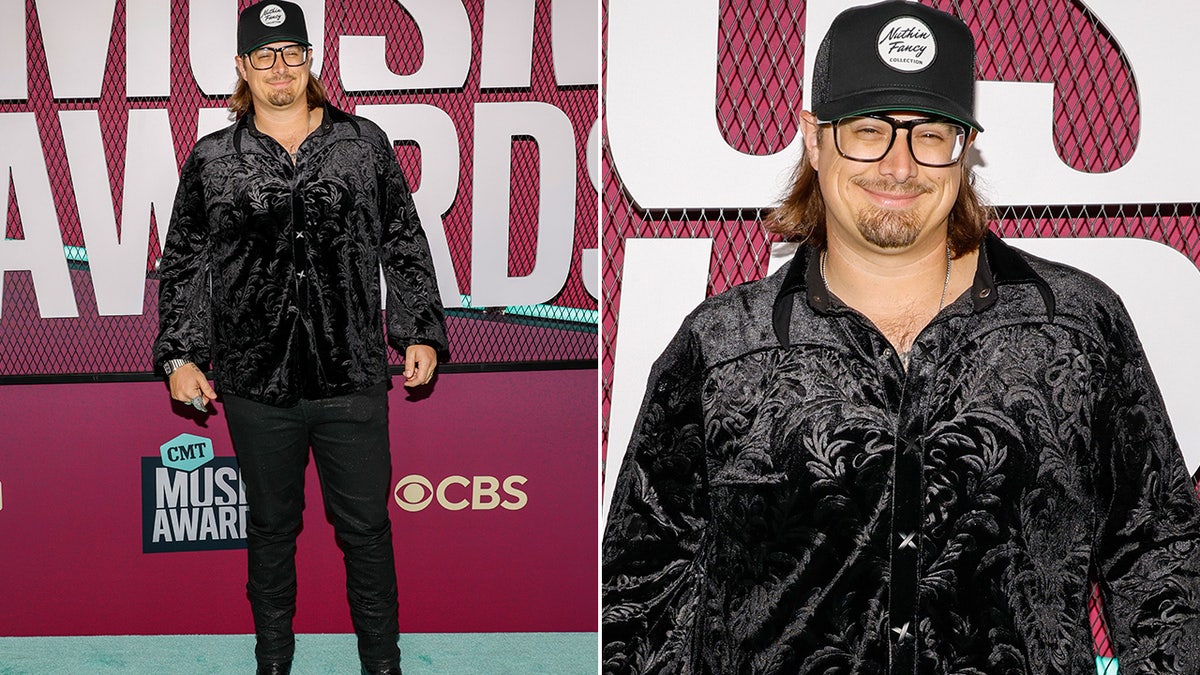 HARDY wore a hat and glasses with all-black outfit at CMT Music Awards