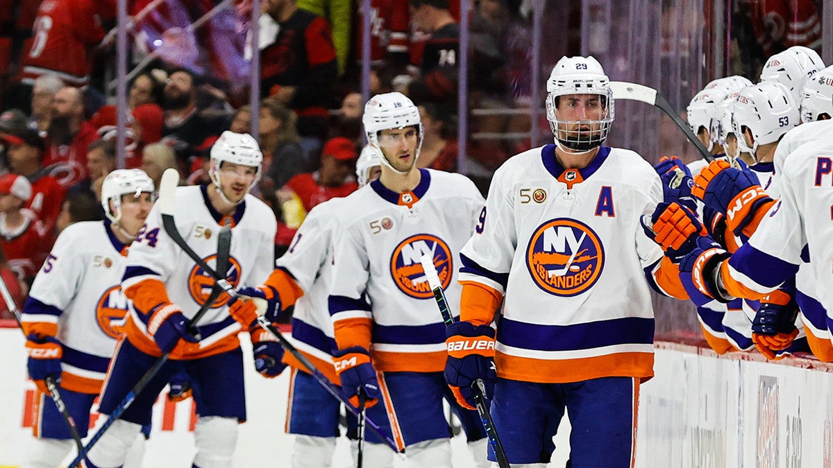 Islanders celebrate goal