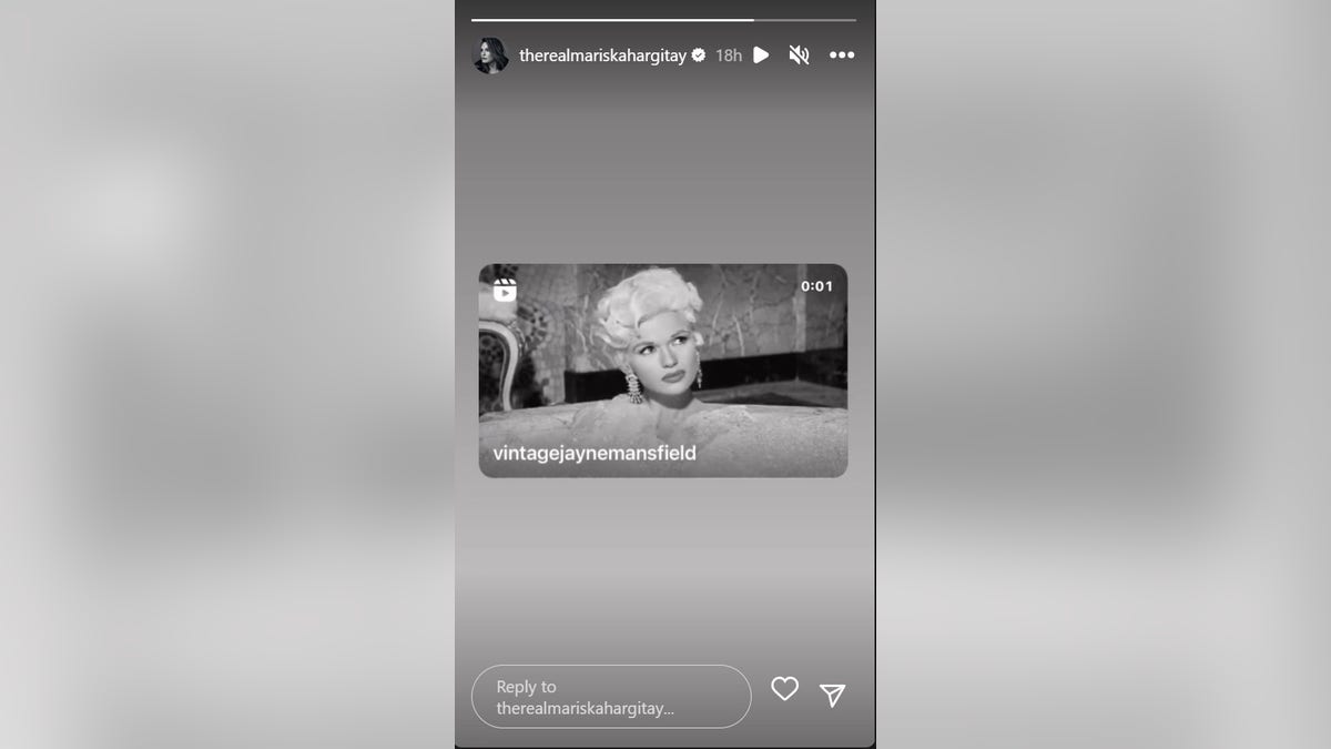 Screengrab of Instagram featuring Jayne Mansfield