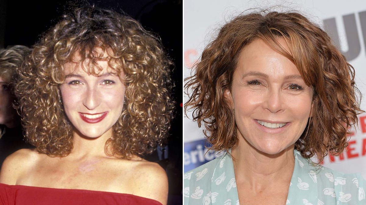 Side by side of Jennifer Grey before and after her nose job