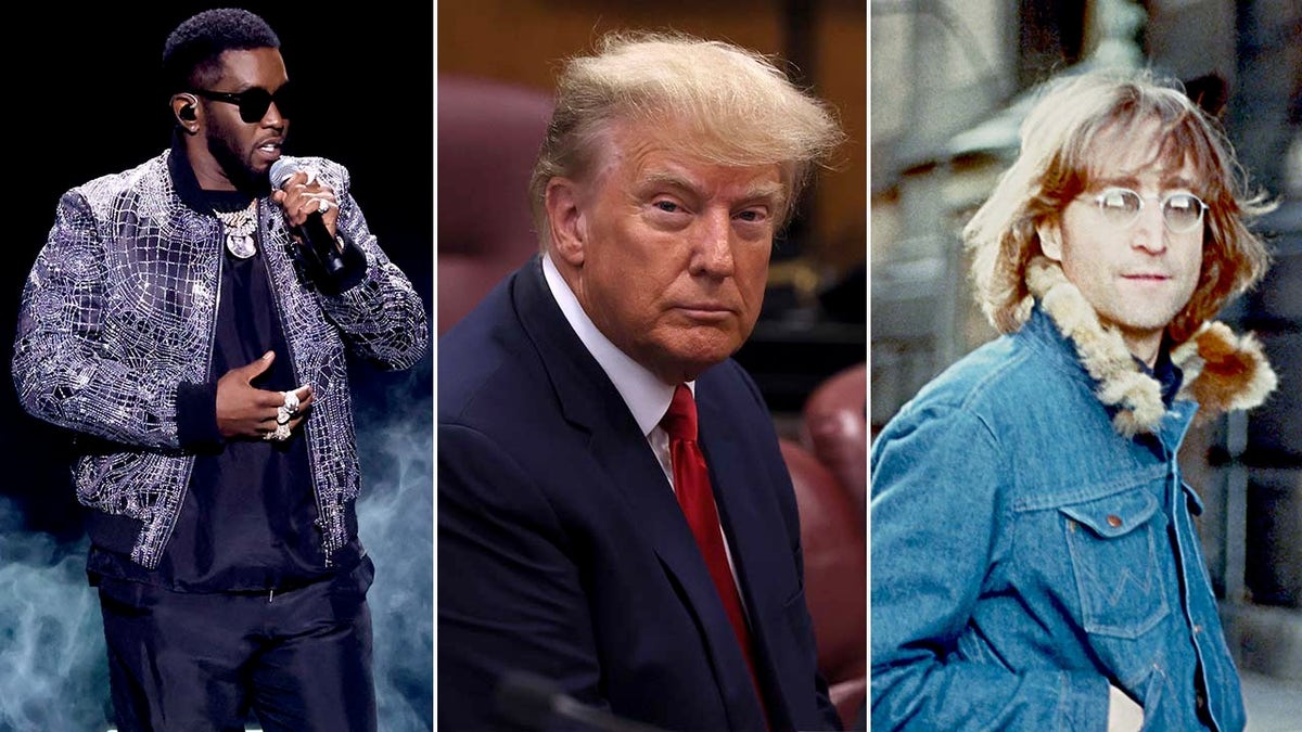 P. Diddy performing, Donald Trump at his arraignment and John Lennon