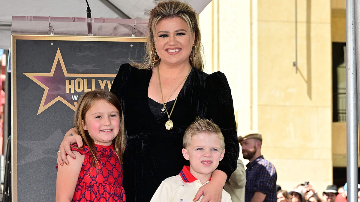 Kelly Clarkson and her kids at the Hollywood Walk of Fame ceremony