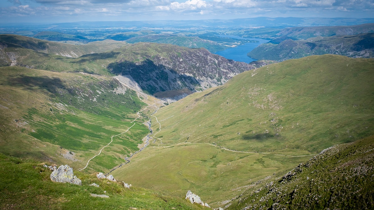 aerial view of Lake District National Park