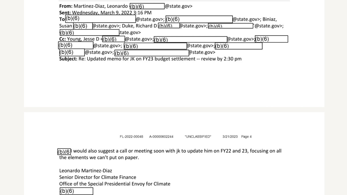 A senior official in Kerry's office suggests a budget briefing over the phone or in person to discuss "all the elements we can’t put on paper."