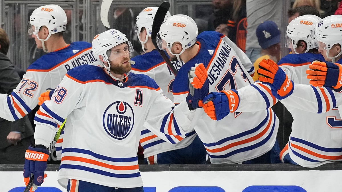 Leon Draisaitl celebrates