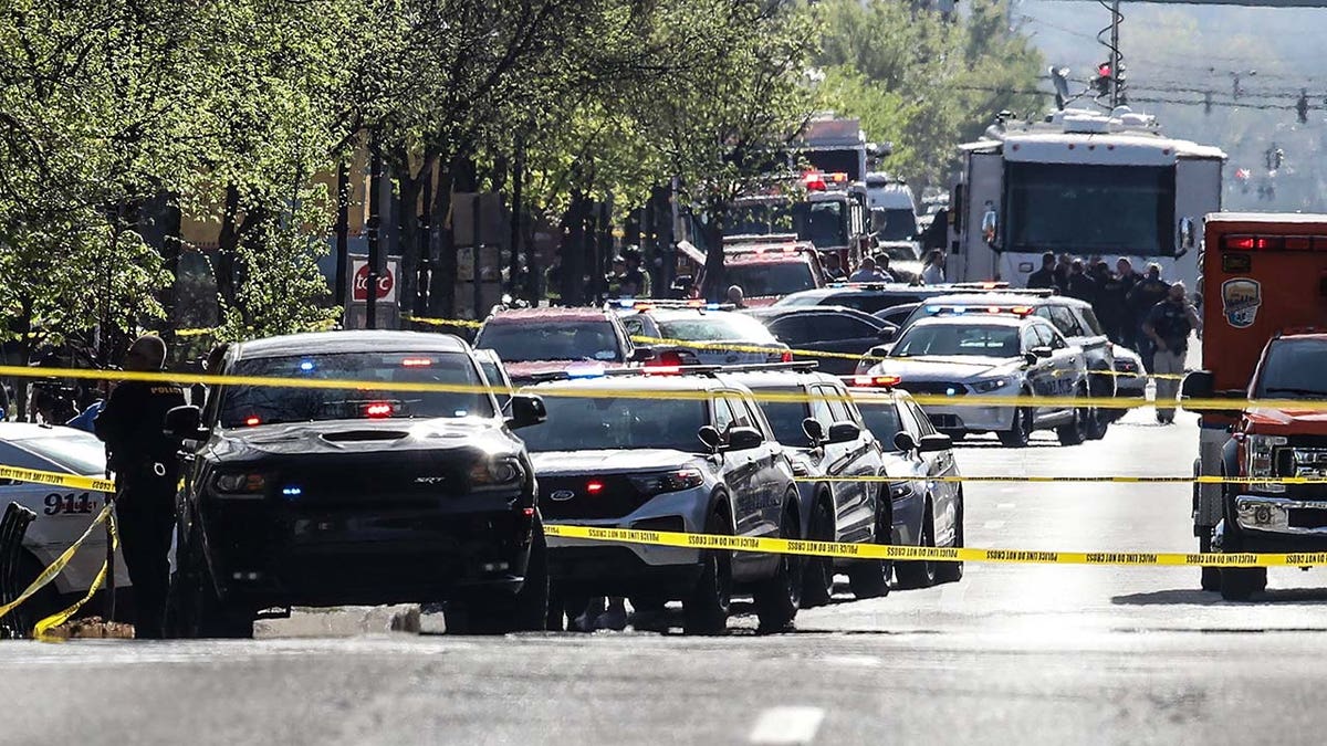 The scene of a shooting in downtown Louisville