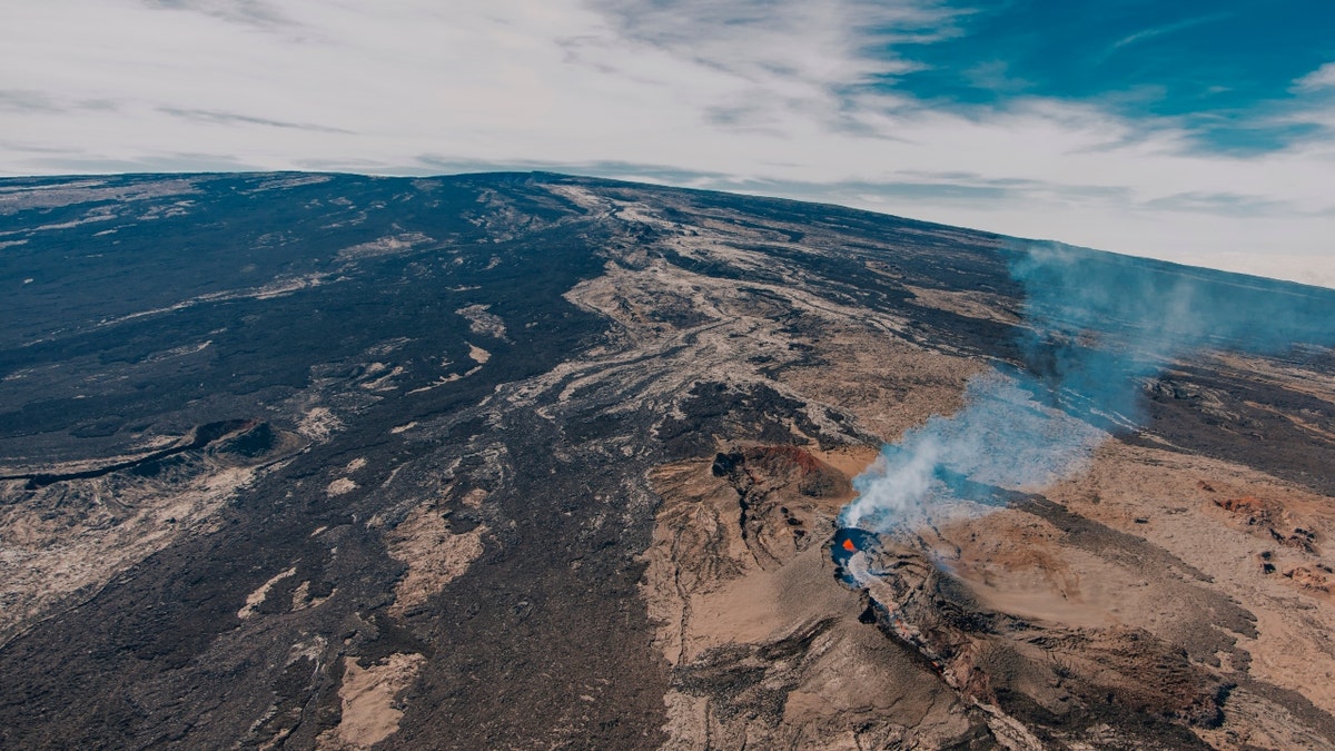 An aerial view of the Mauna Loa volcano