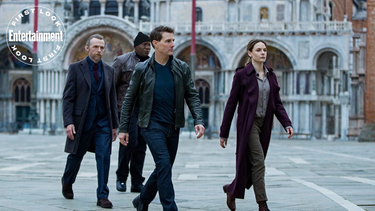 Tom Cruise, Rebecca Ferguson, Simon Pegg, and Ving Rhames in a scene from Mission: Impossible