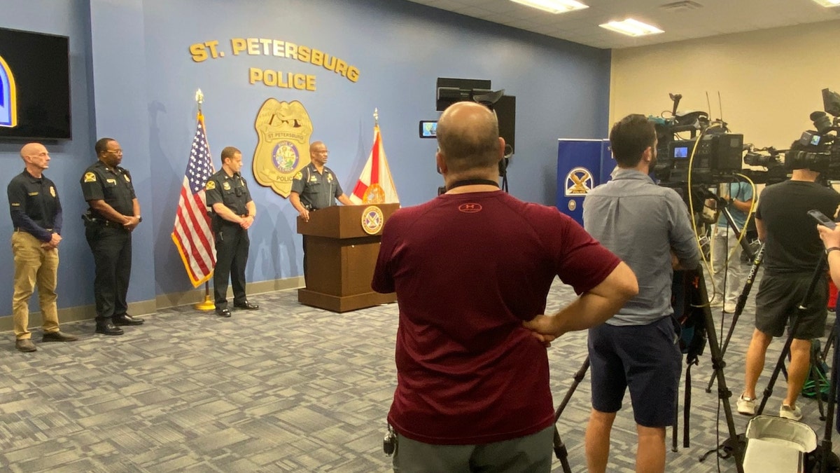 The St. Petersburg Police hold a press conference