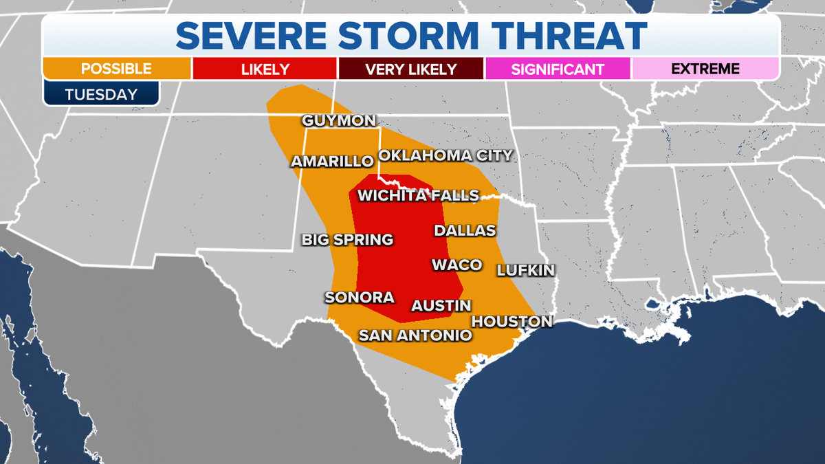 Severe storms forecast in the Plains on Tuesday