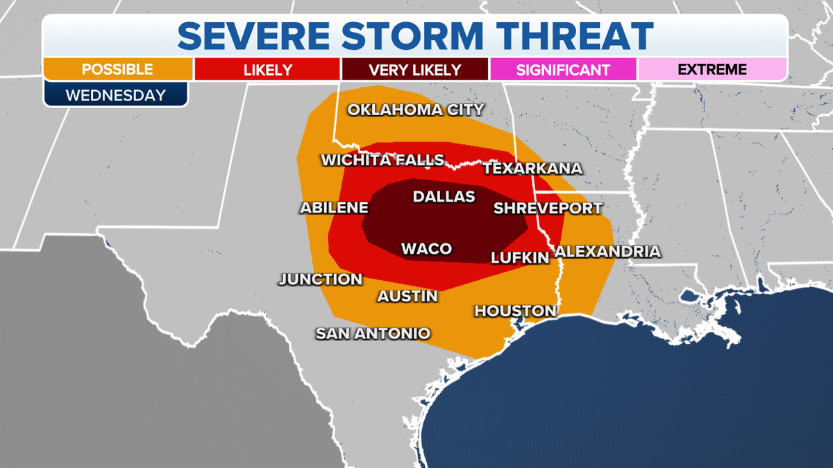 Severe storms forecast in the Plains on Wednesday