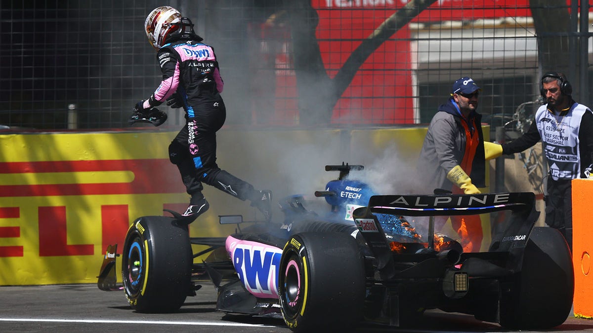 Pierre Gasly leaves his car