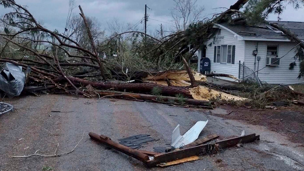 Debris covers the ground in Glen Allen