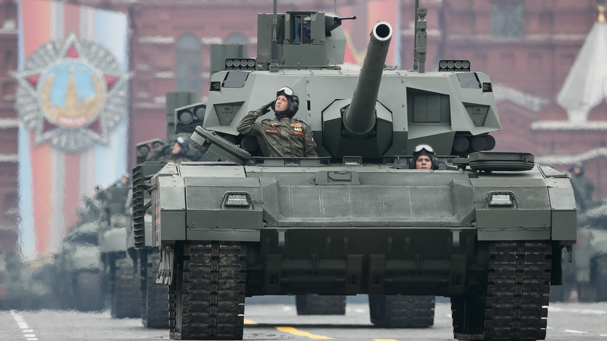 Russia tanks on parade in Moscow