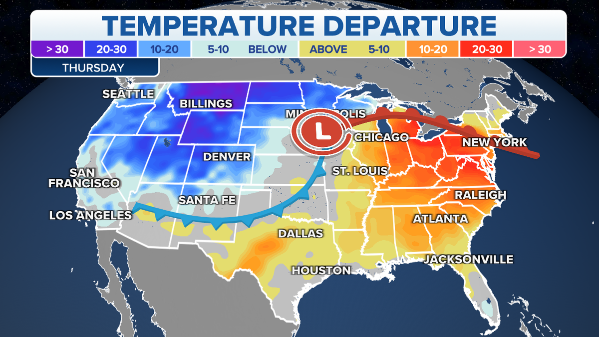 Thursday nationwide temperatures