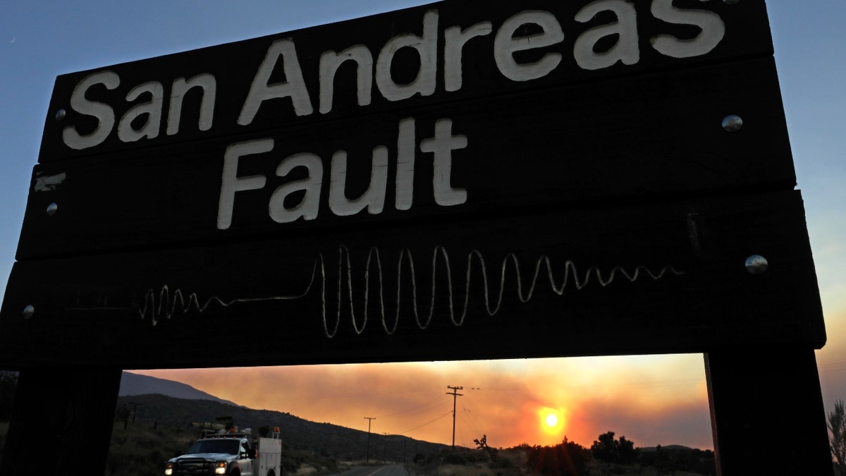 A sign for California's San Andreas Fault