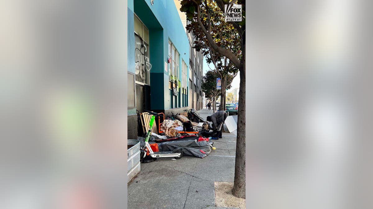 People inhabit encampments on the streets of San Franciscos Mission District