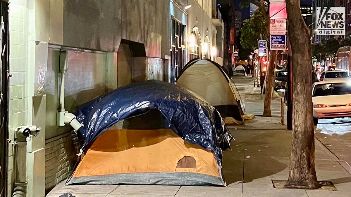 People inhabit encampments on the streets of San Franciscos Tenderloin District.