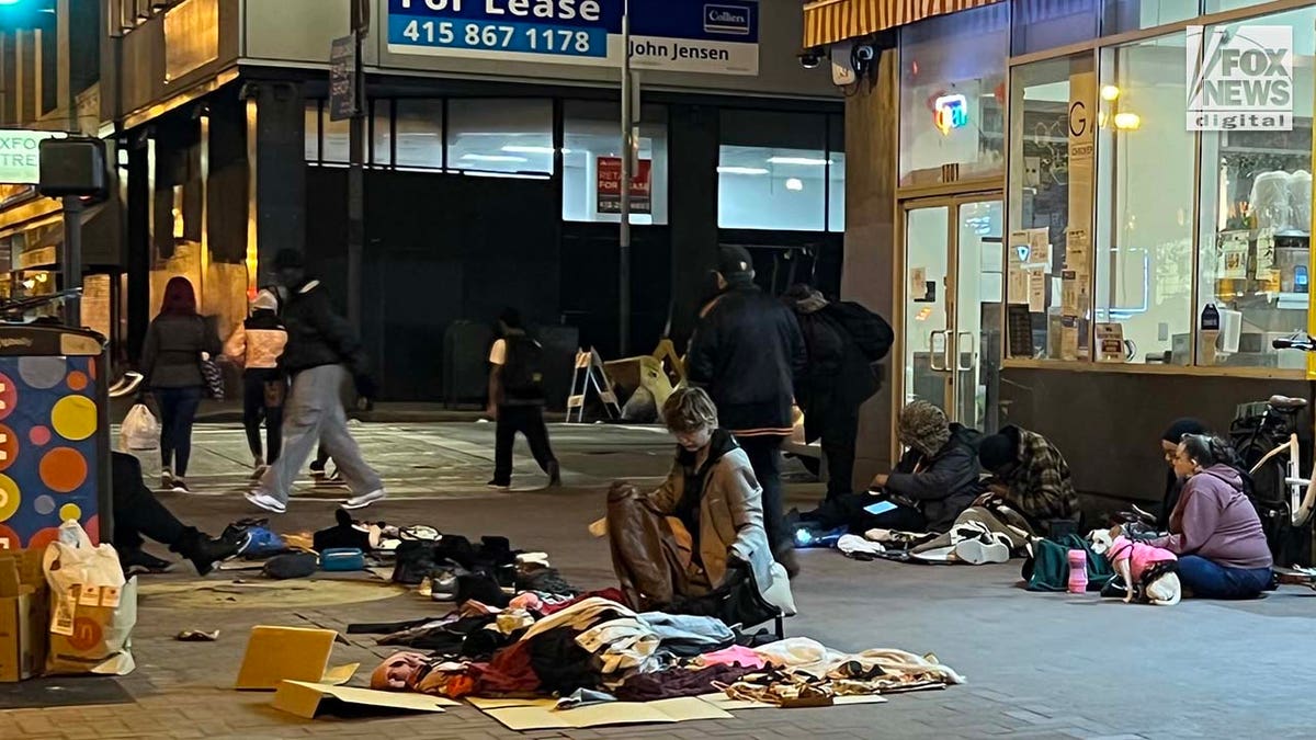 People inhabit encampments on the streets of San Francisco's Tenderloin District.