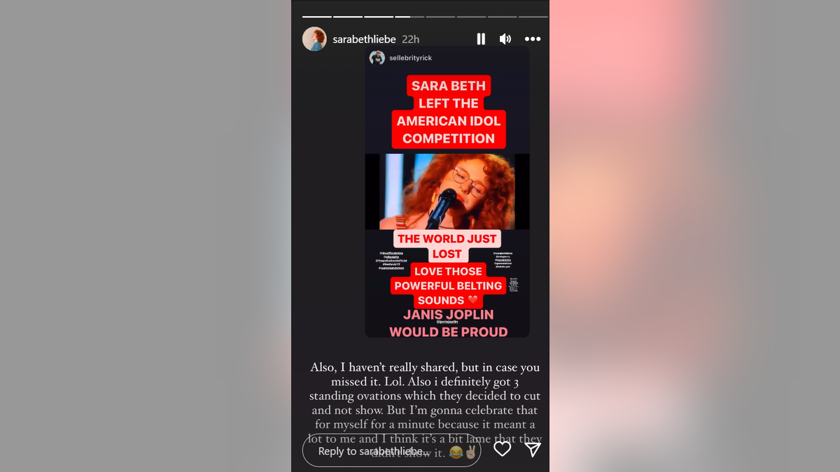 Screengrab from Sara Beth Liebe's Instagram story