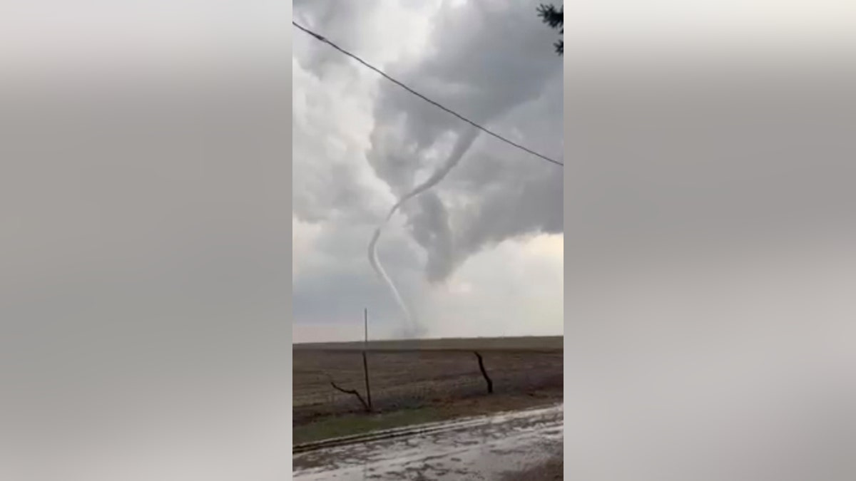 A tornado touches down in Pleasantville, Iowa