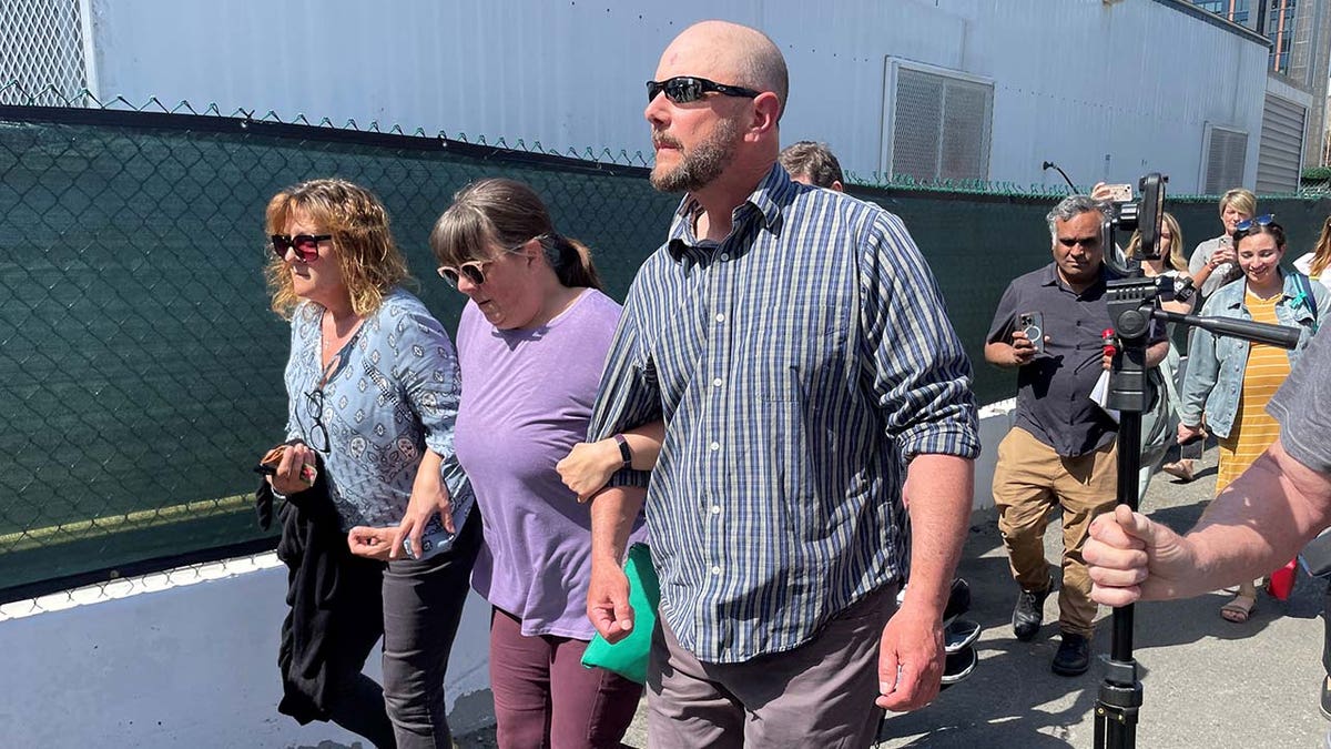 Relatives of Jack Teixeira leave the John Joseph Moakley United States Courthouse